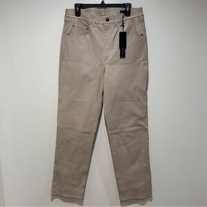 NWT Womens rag & bone Harlow Leather Mid-Rise Straight Pants 31 Stone Nude Fall